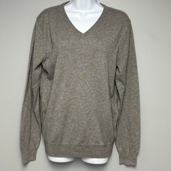NWT J. Crew V-Neck Preppy Neutral Grey Cotton Wool Dad Grandpa Sweater Sz S - Picture 1 of 5
